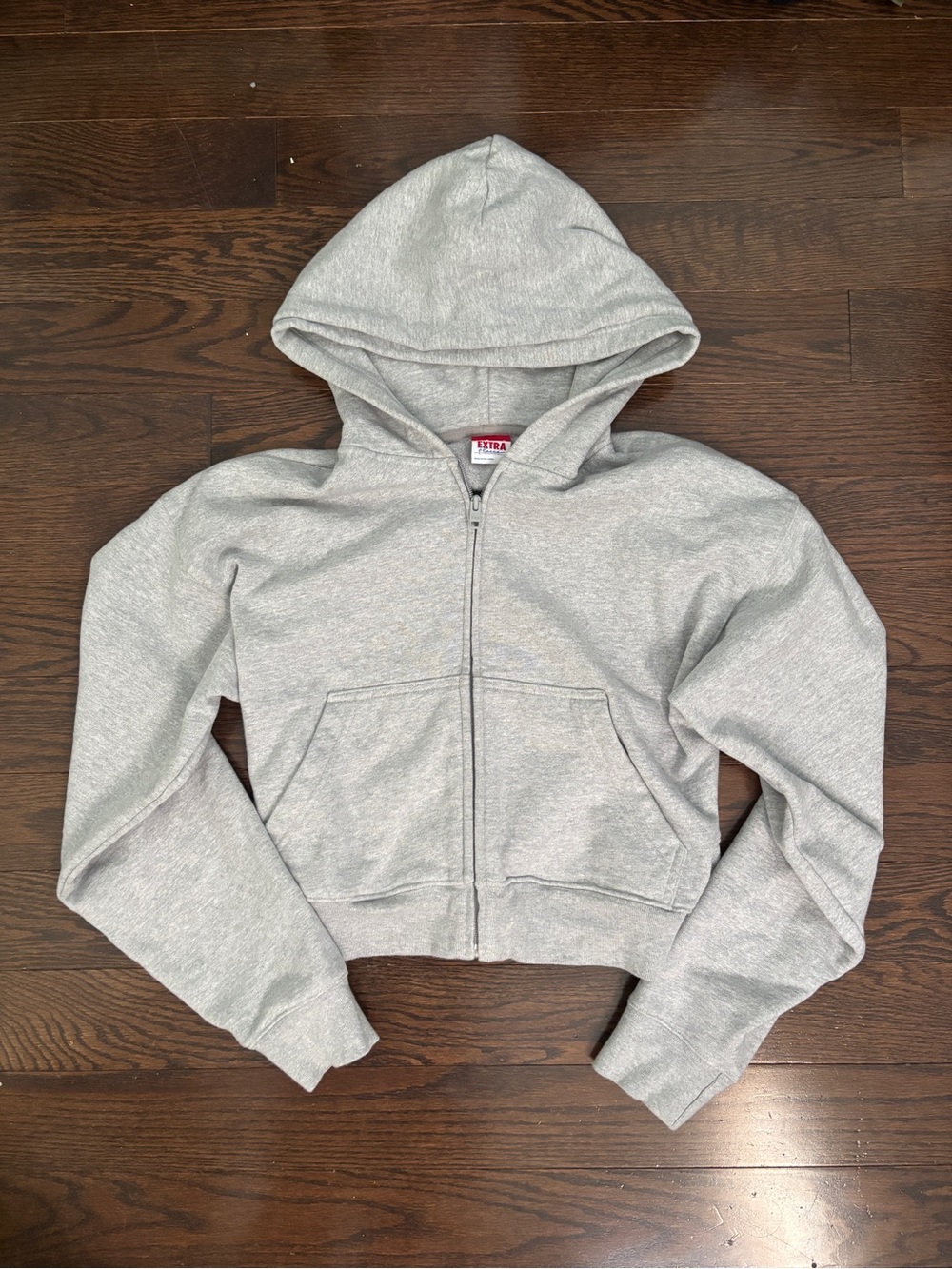 Aritzia Light Gray Cropped Zip Hoodie